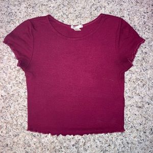 Medium Cropped tshirt, ribbed, waffle trim